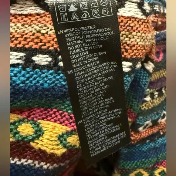 Tribal Knit Shorts M – Boho Festival Aztec Colorful Blue Black Pink Yellow White - Picture 5 of 5